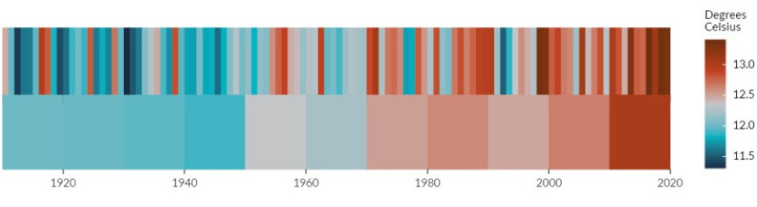 Climate stripe graph