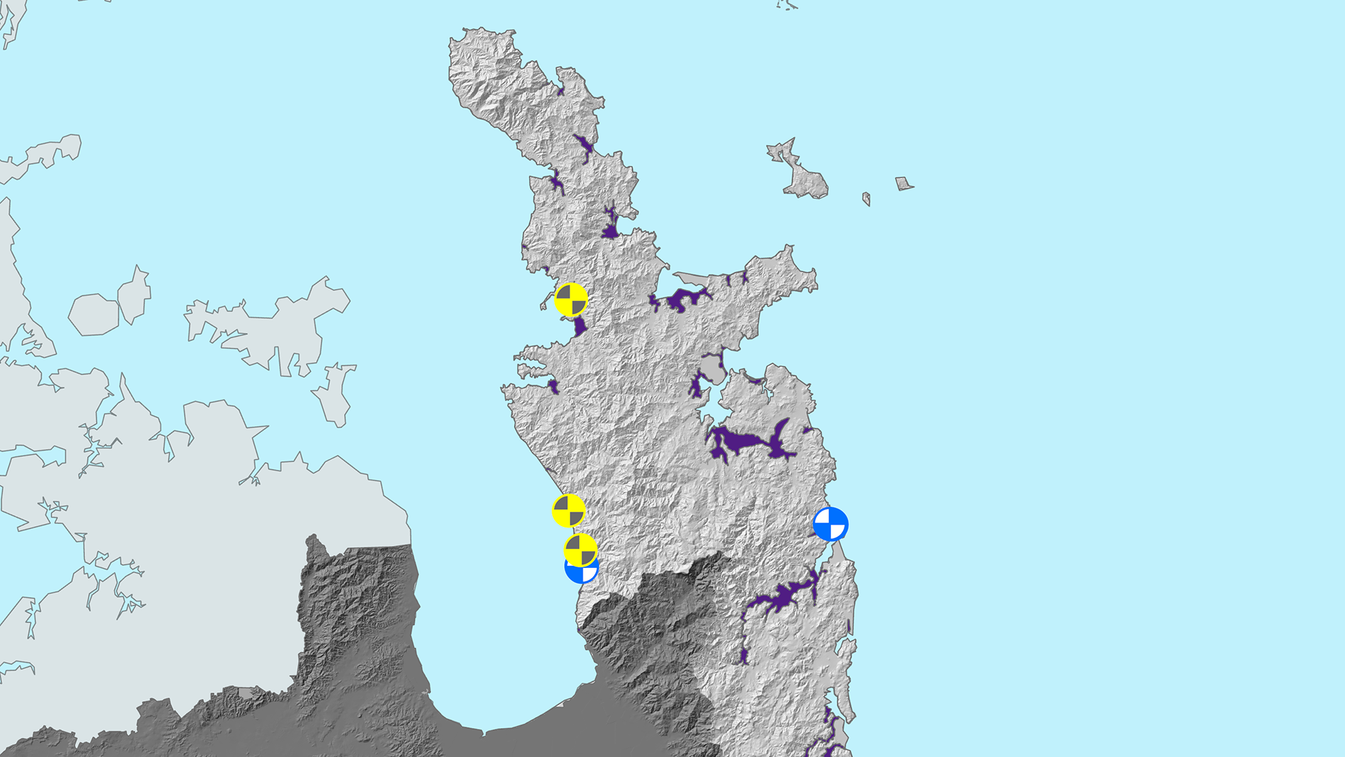 Flood protection schemes - Coromandel Peninsula - Map showing scheme areas