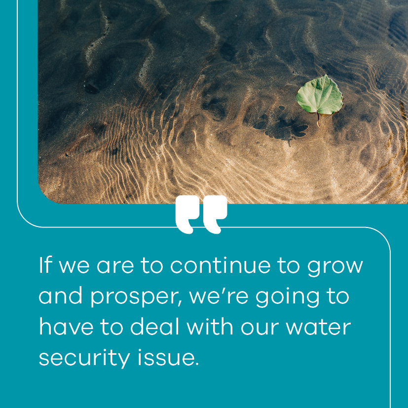 Image and quote about water security work
