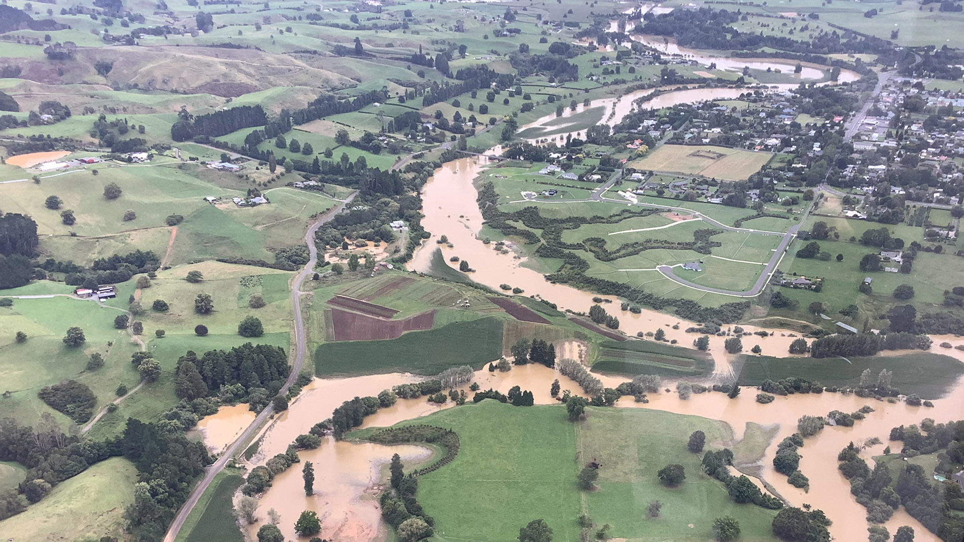 Aerial photo of flooding from Cyclone Vaianu
