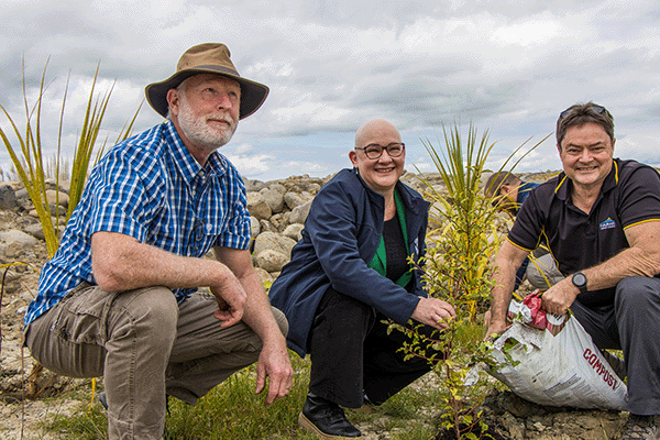 Photo of planting with Pamela Storey, Grant Ockleston and Adrian de Laborde