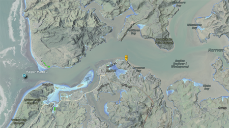 Screenshot of the coastal inundation tool in use over Raglan