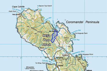 Geographic map of the Coromandel showing the MEG pest area