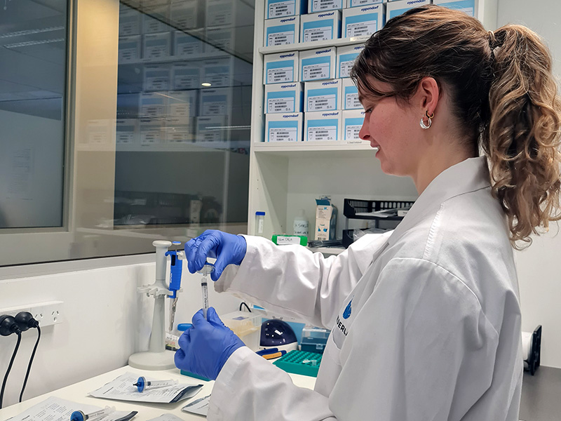 Wilderlab technician, Holly Jackson, in their Wellington laboratory. 