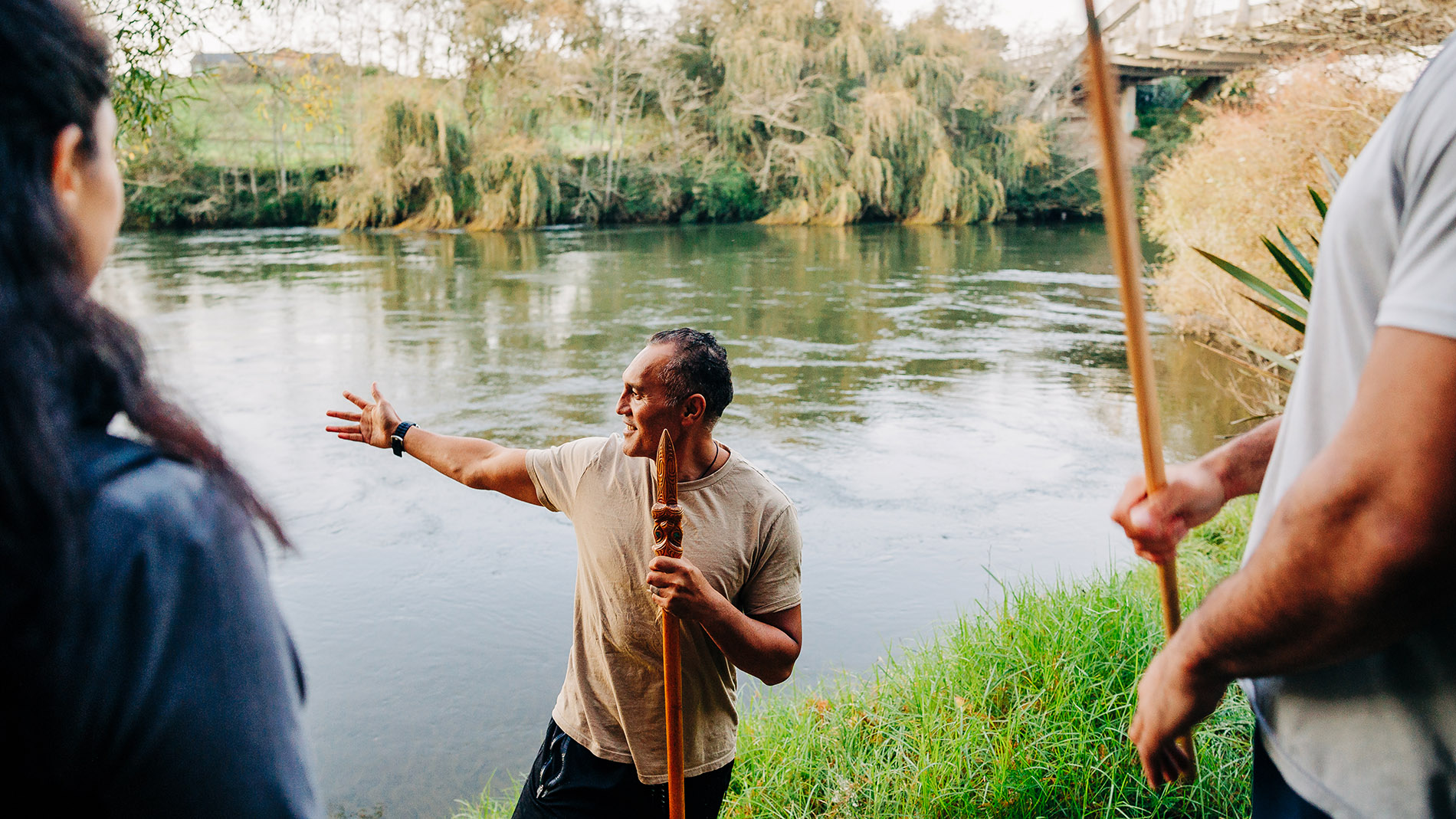 Image of mau rākau by the river