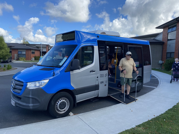 David Stephens on the Sprinter bus at Tamahere Eventide