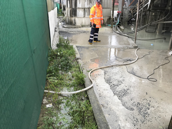 Council staff following ‘suspicious’ hose from submersible pump on site.